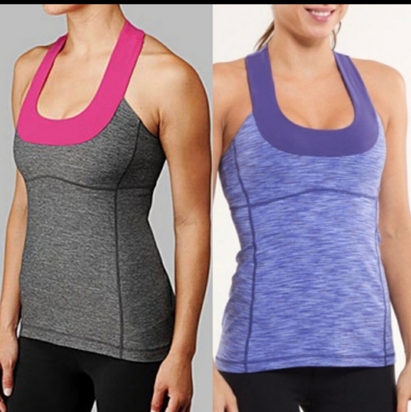 lululemon athletica Tops - Lululemon scoop neck thank top build in bra pink